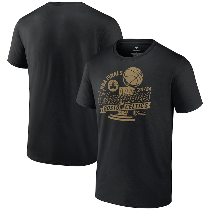 Men's Boston Celtics Black 2024 Finals Champions Defensive Rotation Trophy T-Shirt